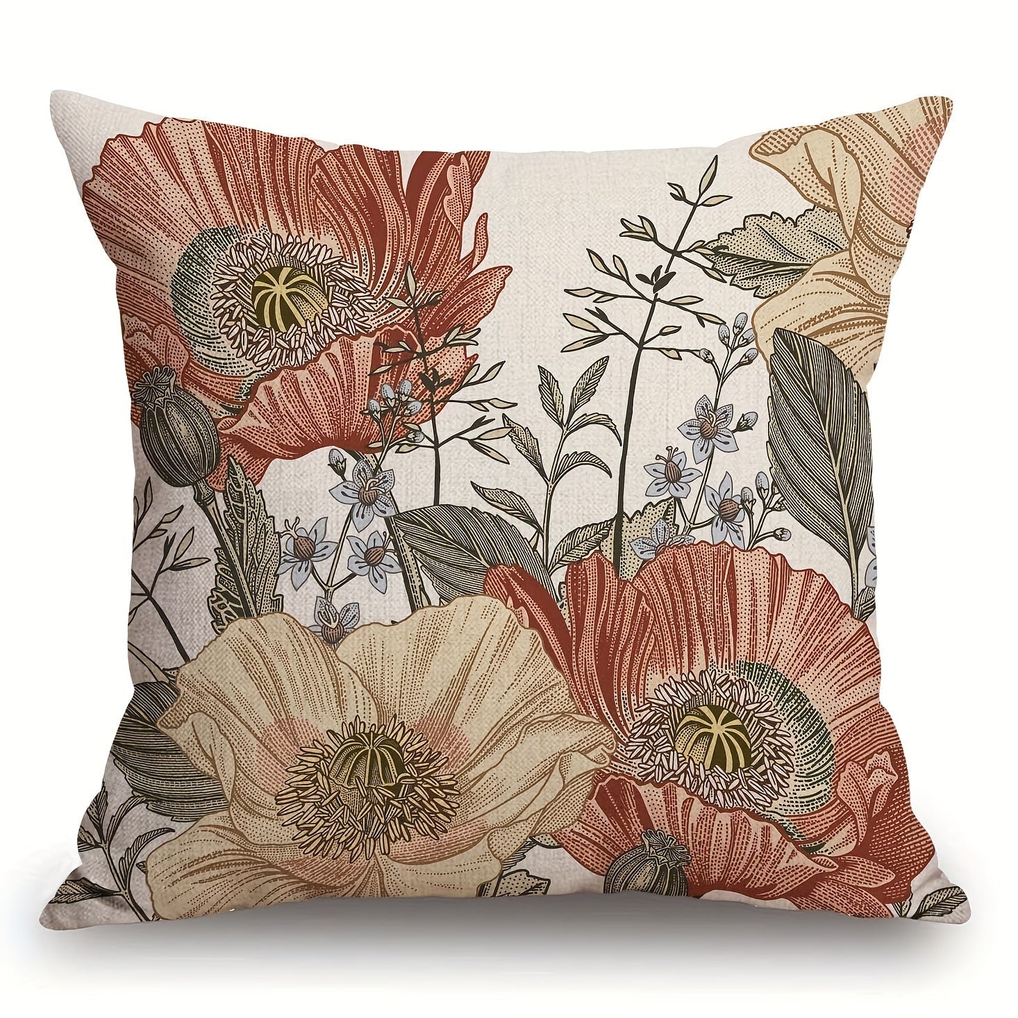 [1pc Vintage Floral Pillow Cover] Add a touch of rustic charm to your sofa or couch with this beautiful Vintage Floral Polyester Pillow Cover. Featuring a decorative flower design, this 45.72x45.72 cm cover is perfect for 14+ age group. The cover comes