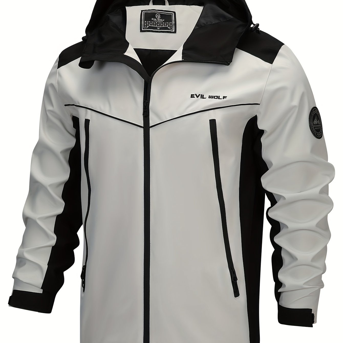 Popular choice: Men's hooded windbreaker with color blocking, ideal for outdoor activities in spring and fall.