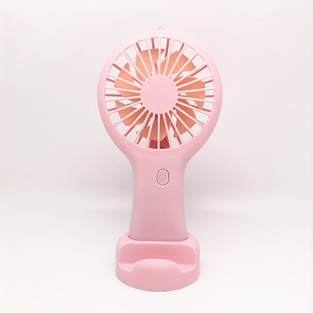 USB Rechargeable Handheld Fan with Pocket Cooling Function, Ideal for Students, Office, Travel and Outdoor Use, Features Phone Holder