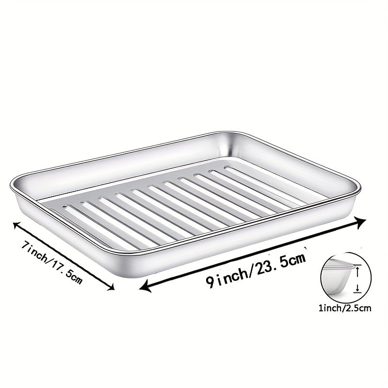 Durable Stainless Steel Baking Sheet Set with Cooling Rack - Safe, Sturdy, and Convenient for Baking and BBQs - Comes with Oven-Safe Wire Rack for Easy Cooking