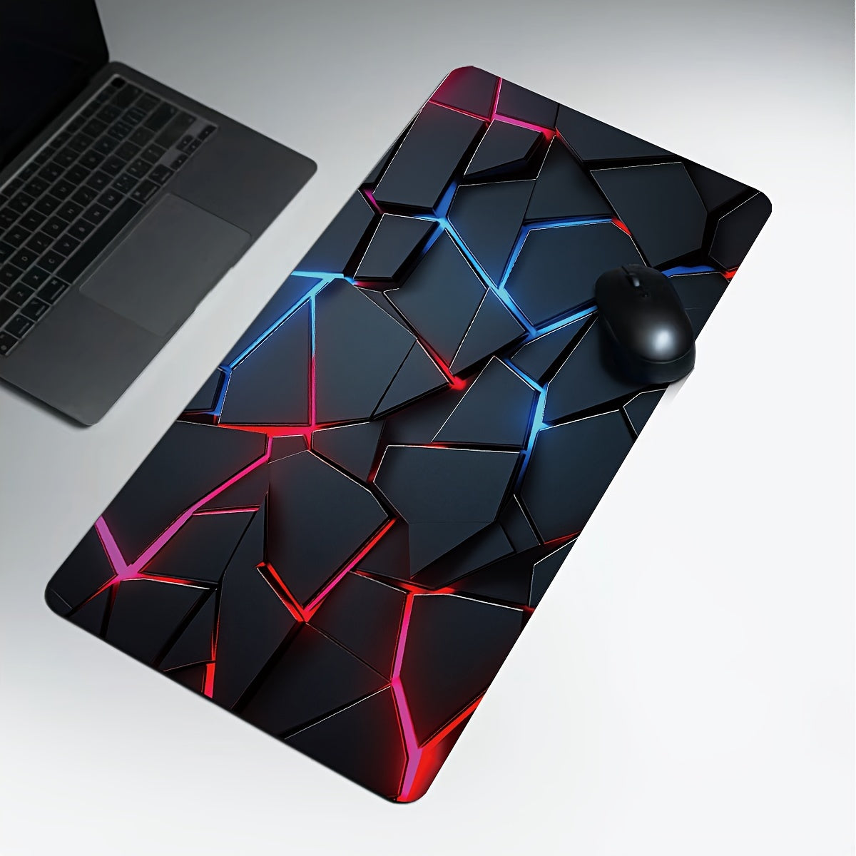 90x40cm Rectangle Gaming Mouse Pad with Red and Blue Gradient Design, Non-Slip Rubber Base, Precision Stitched Edges, and Keyboard Compatibility. Ideal for Gamers and Office Use.