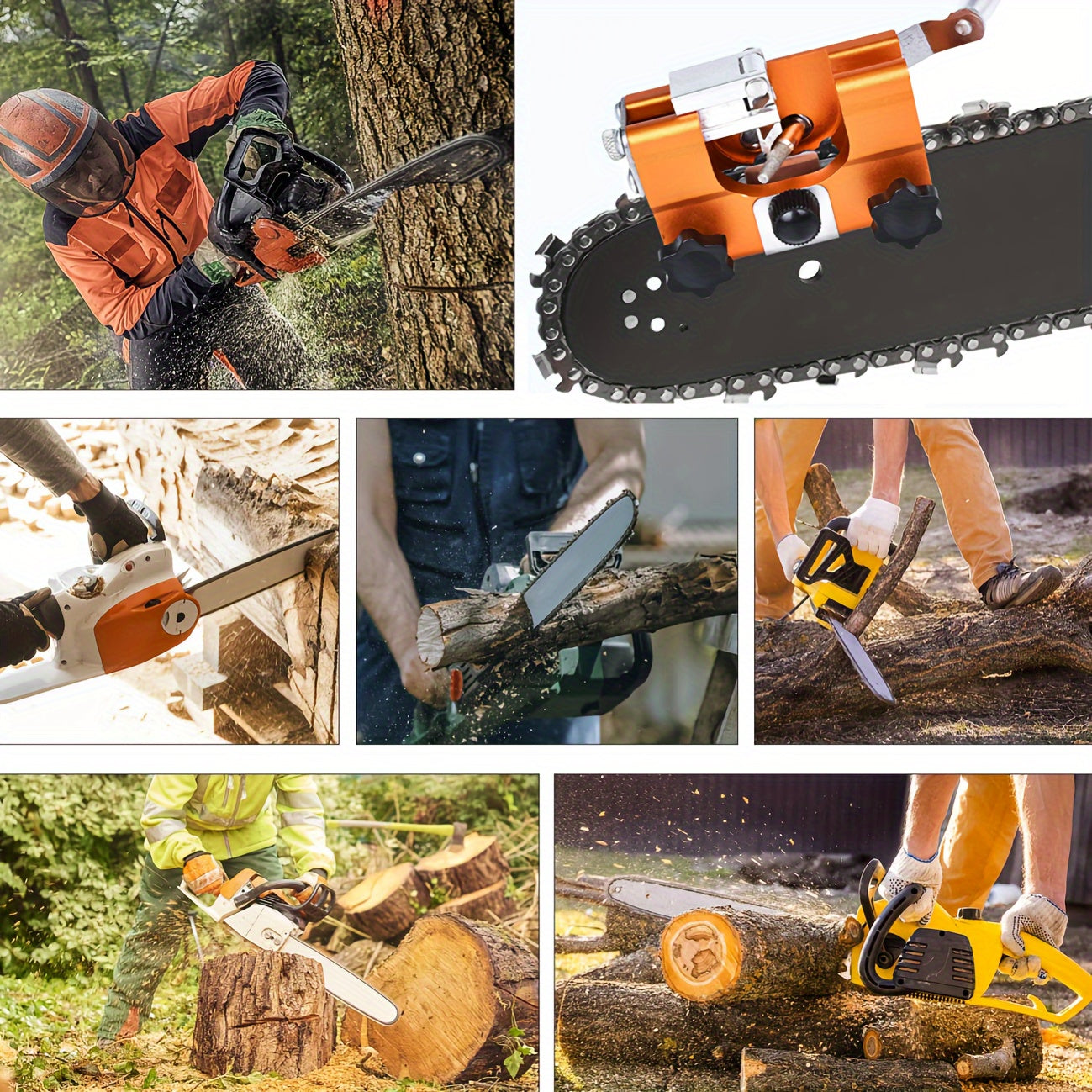 Portable chainsaw sharpener with 3 grinding stones, 2 nuts, and 1 wrench for manual sharpening in the field.