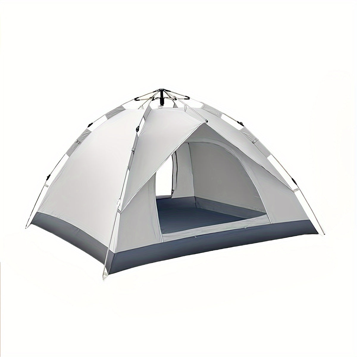 4-person pop-up tent with fiberglass poles, square Oxford cloth, 3-second setup, waterproof zipper closure, ideal for hiking, travel, and beach.