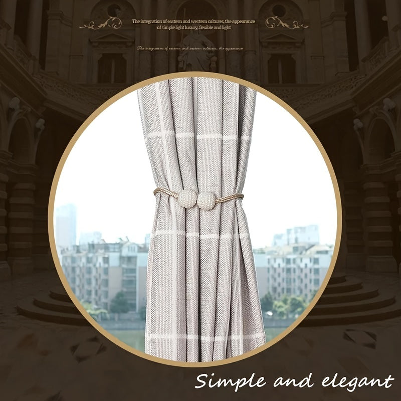 Upgrade your home decor with these sophisticated Magnetic Curtain Tiebacks featuring luxurious Faux Pearl Accents. Add a touch of European elegance to your space with these stylish weave clips and rope straps designed for large drapes.