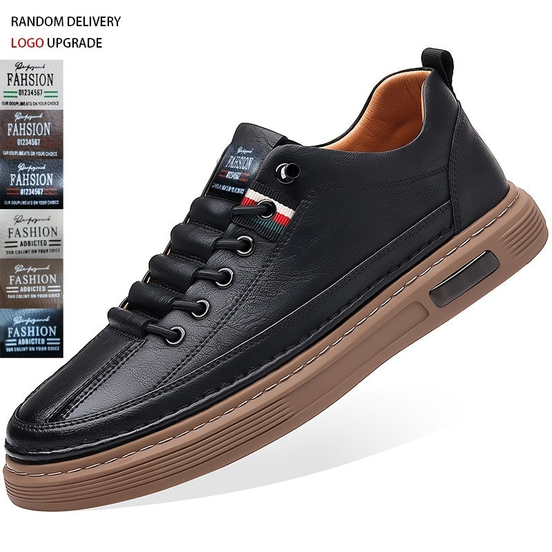 Casual men's sneakers with thick non-slip soles, retro style for running and outdoor activities, featuring lace-up closure and comfortable cushioning.