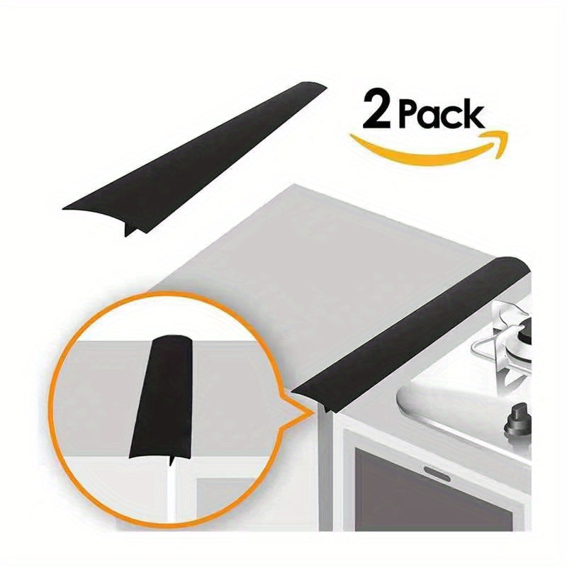 Two pieces of silicone stove counter gap covers, designed to resist heat and fill the gap between your kitchen stove top and cabinet. These anti-slip silicone guards are essential kitchen accessories.