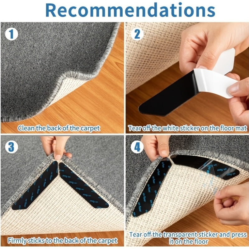 Carpet Anti-Slip Mats available in sets of 8, 16, 32, or 40 pieces. These Washable Non-Slip Pads are designed for hardwood floors to prevent slipping.