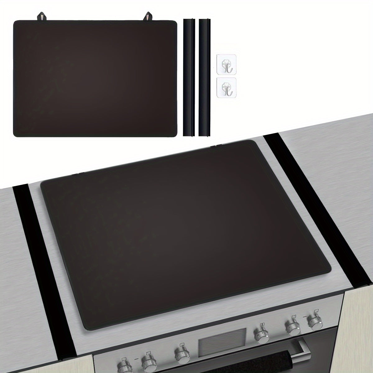 Protect your electric stove with this set that includes a glass top cover measuring 72.39x 52.07cm, along with 2 stove gap covers. The natural rubber stovetop mat and ceramic glass protector prevent scratching and keep your cooktop looking new. These