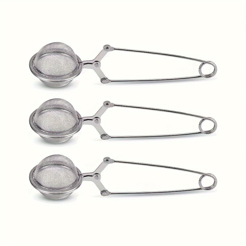 Durable metal mesh tea strainers with handle for loose tea and spices - convenient round infuser for easy brewing of tea leaves.