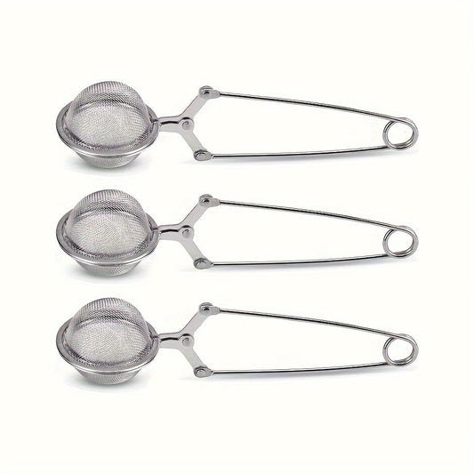 Durable metal mesh tea strainers with handle for loose tea and spices - convenient round infuser for easy brewing of tea leaves.