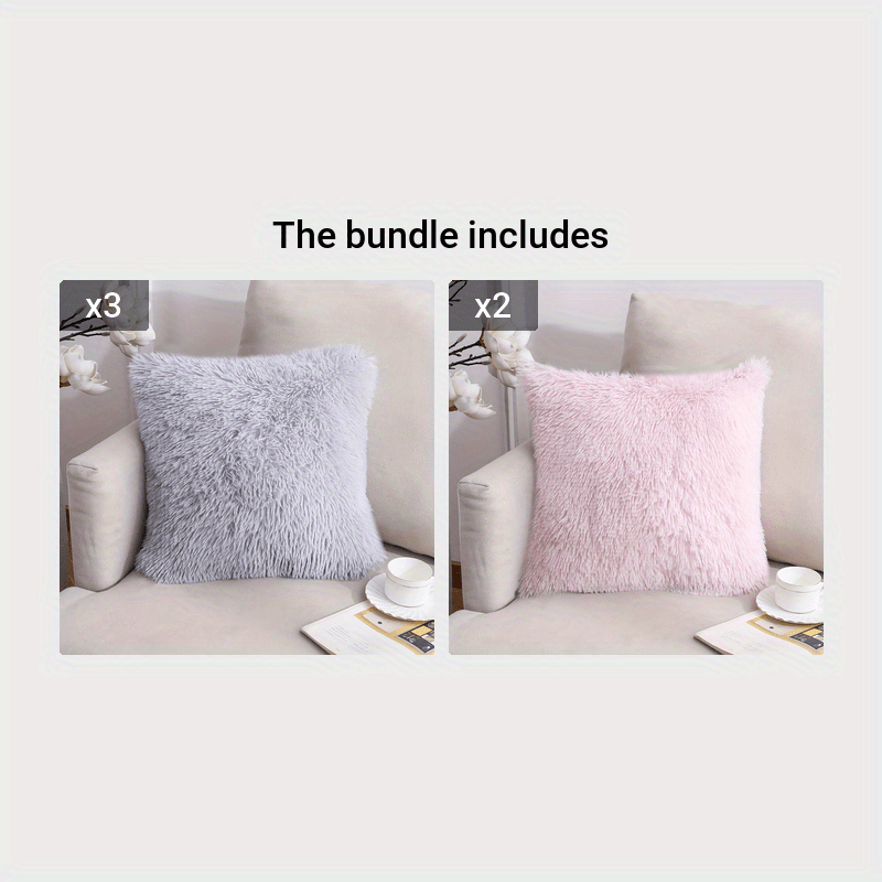 Luxurious 40.64x40.64 cm Fluffy Throw Pillow Cover with Zip Closure - Soft, Fuzzy Square Case for Sofa & Bedroom Decor, Hand Wash Only, Modern Home Decor. Pillow insert not included.