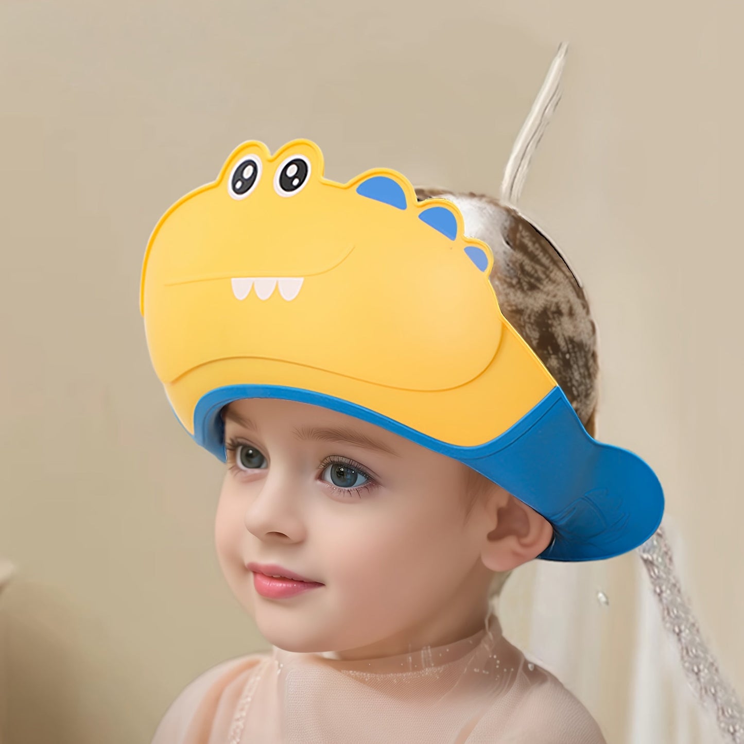 Fun Bath Time Accessory for Children 3-12 Years: Adjustable Waterproof Shower Cap with Eye and Ear Protection - Durable Plastic Kids Cartoon Hippo Design