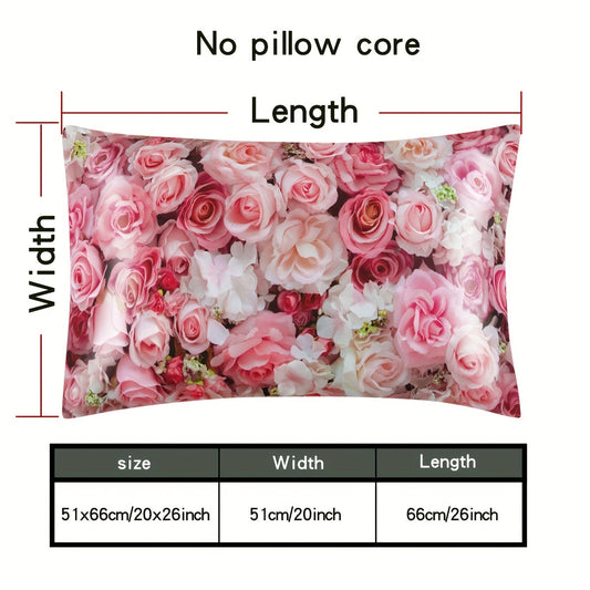 1 piece Satin Pillowcase designed for Hair and Skin, featuring a Floral Pattern, with Envelope Opening and Closing mechanism, measuring 50.8 x 66.04cm