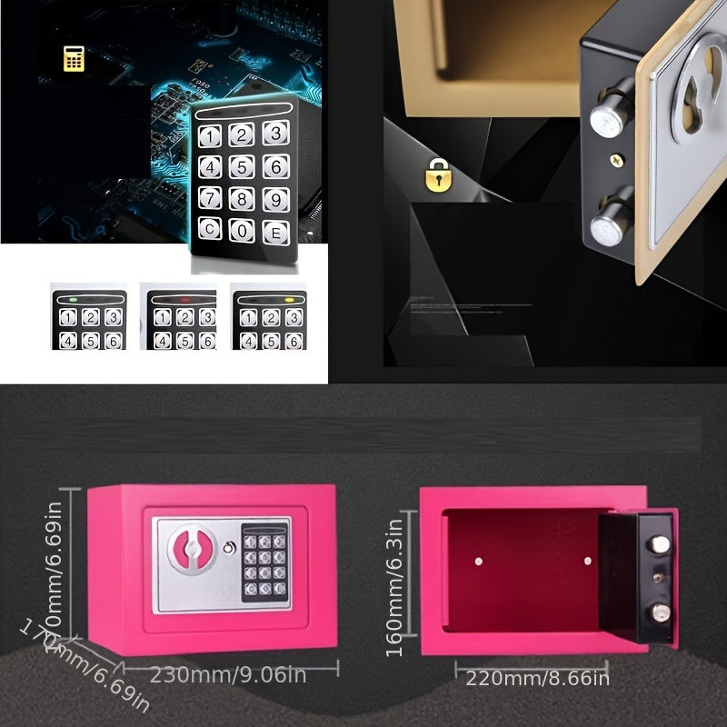 Top-of-the-line digital security safe with key lock for home, office, and hotel use, perfect for storing jewelry, guns, and cash securely.