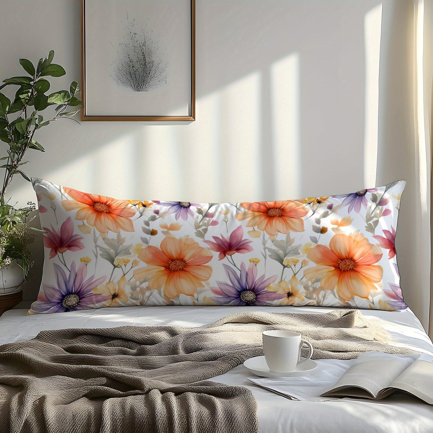 Orange Floral 3D Print Pillowcase, Made with Soft Skin-Friendly Fabric, Machine Washable and Envelope Closure. Perfect for Bedroom, Guest Room, or Hotel. Ready to Gift.