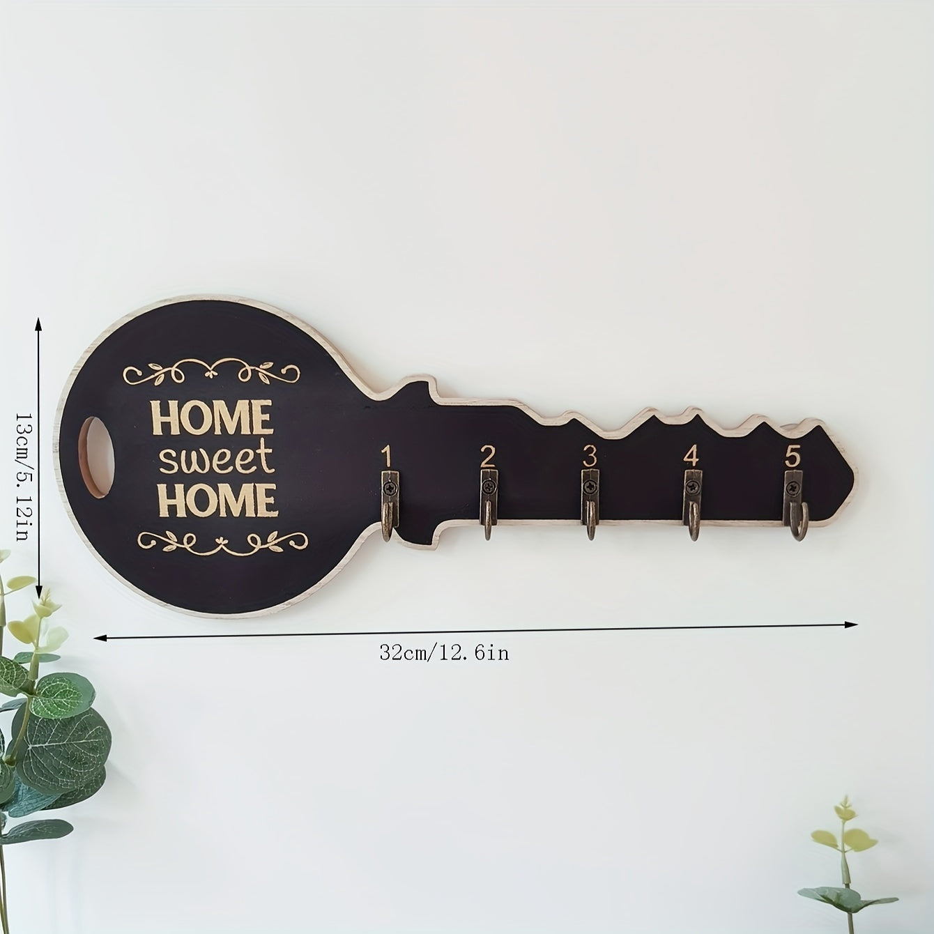 1pc Wall Shelf with Hooks for Keys, Retro Style, Aesthetic Home Decor for any room.