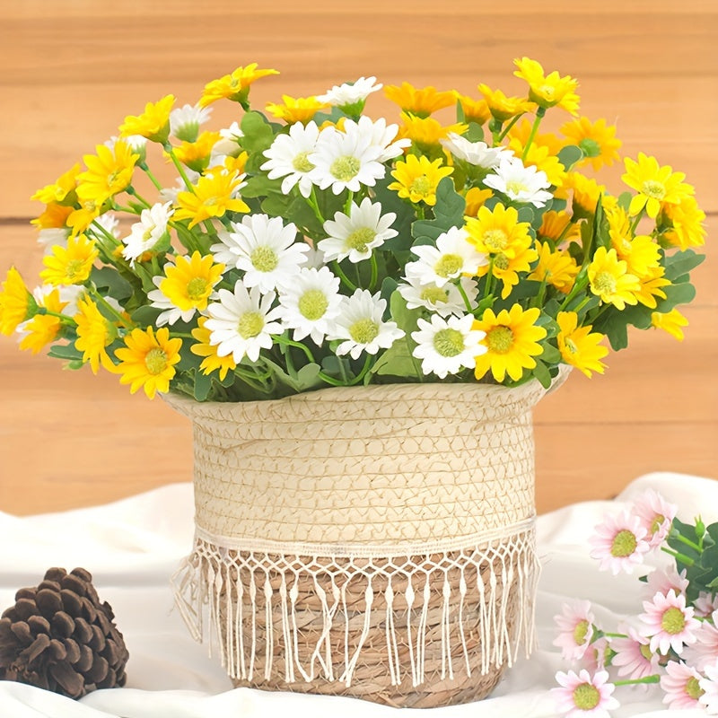 1 set of 21 UV resistant plastic daisies for outdoor decoration, ideal for gardens, courtyards, weddings, holidays, and parties.