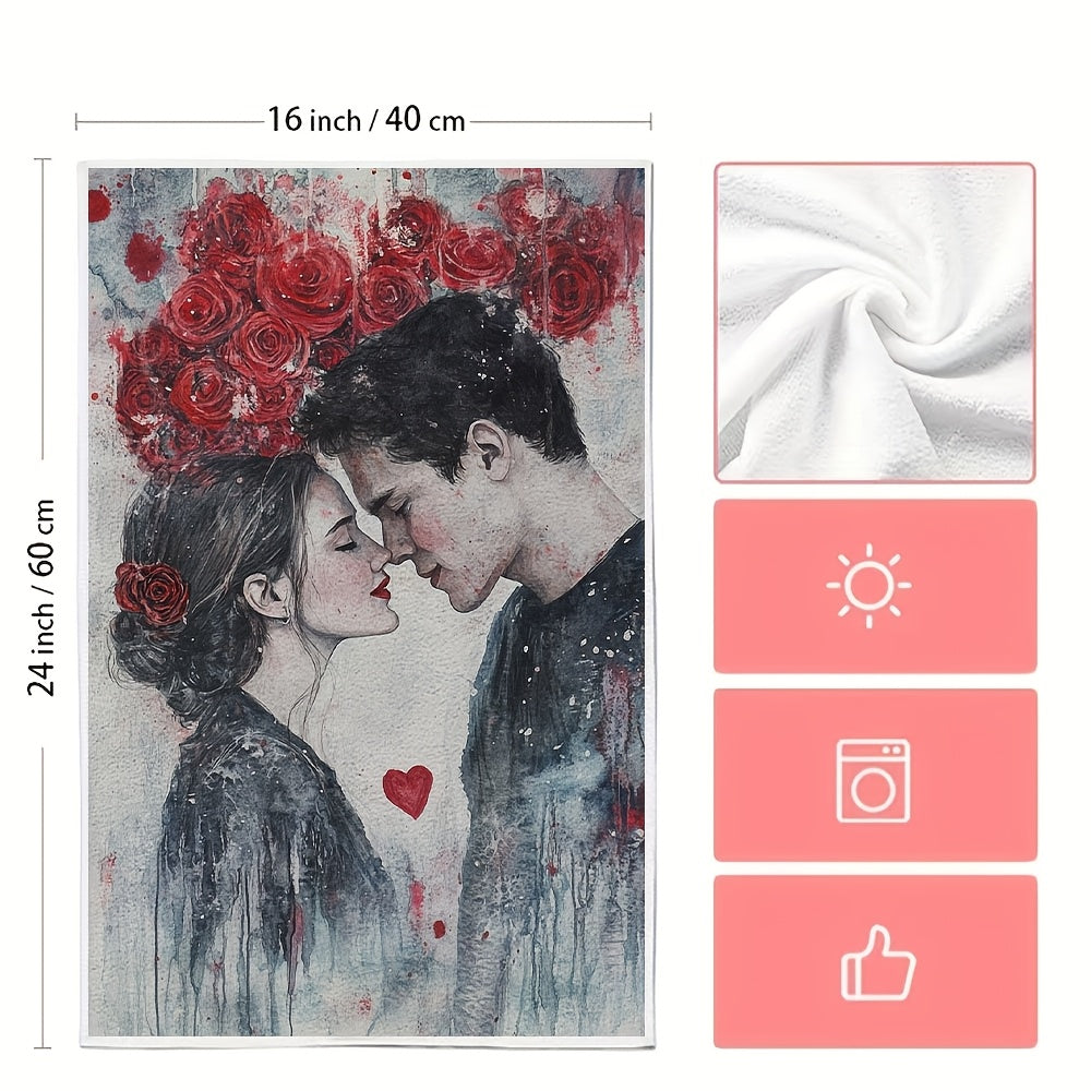 2 pieces of Valentine's Day themed ultra-soft kitchen towels, highly absorbent and perfect for holiday decor. Machine washable and measuring 16x24 inches. Item number: 2KYSYS1217673.