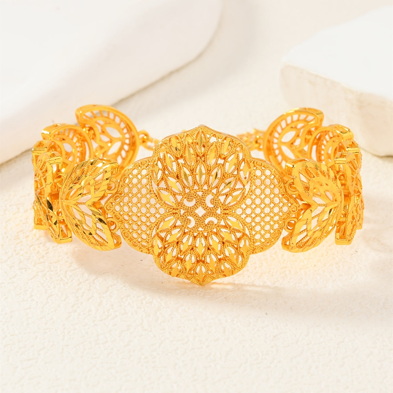 Stylish 24K Gold Plated Copper Cuff Bracelet featuring a Unique Hollow Heart & Butterfly Wing Design - Trendy Urban Arabian Jewelry for Women, Ideal for Wedding, Banquet, and Ramadan Events - One Size Fits All.