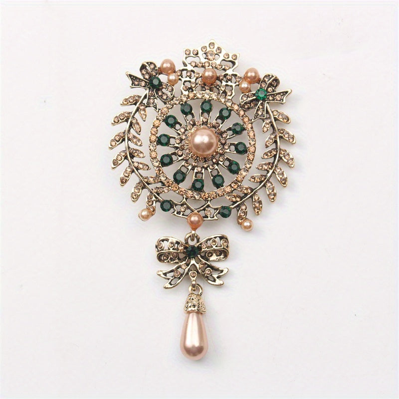 Zarif Rhinestone Brooch Pin - Barokko Qush dizayni bilan, notekis shaklda, Emal materialidan tayyorlangan, noyob bo'sh gullar mavzusi, retro Xitoy uslubidagi palto aksessuari