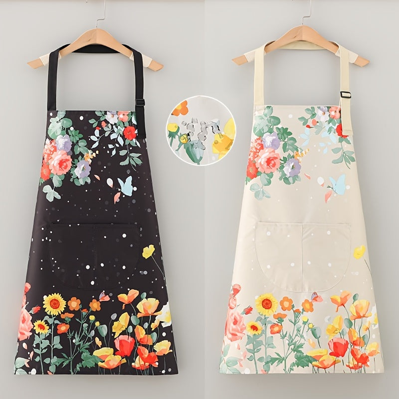 Stylish Butterfly Design Apron made of Polyester - Resistant to Oil and Water, Perfect for Cooking and Gardening