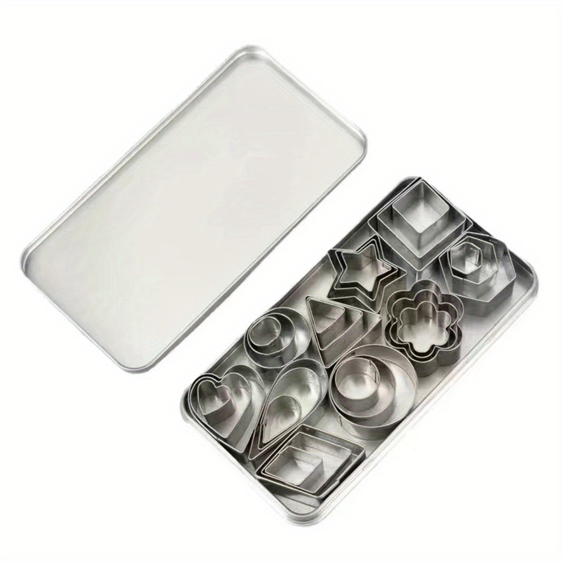 Set of 30 Geometric Cookie Cutter Molds - Ideal for Baking and Cutting Fruits at Home