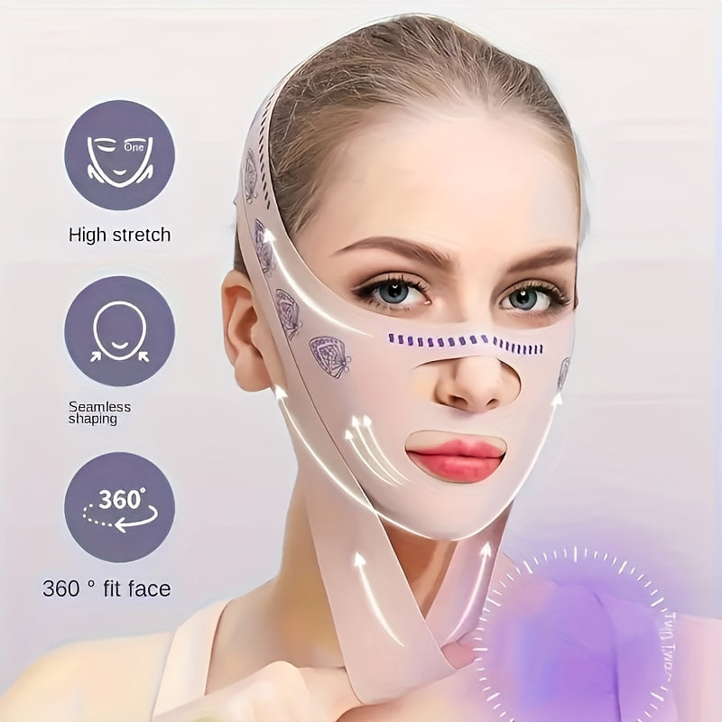 Silicone V-Line Lifting Mask - Reusable Face Slimming Belt for Women and Men - Chin Strap Face Lift Belt, Unscented, No Power Required