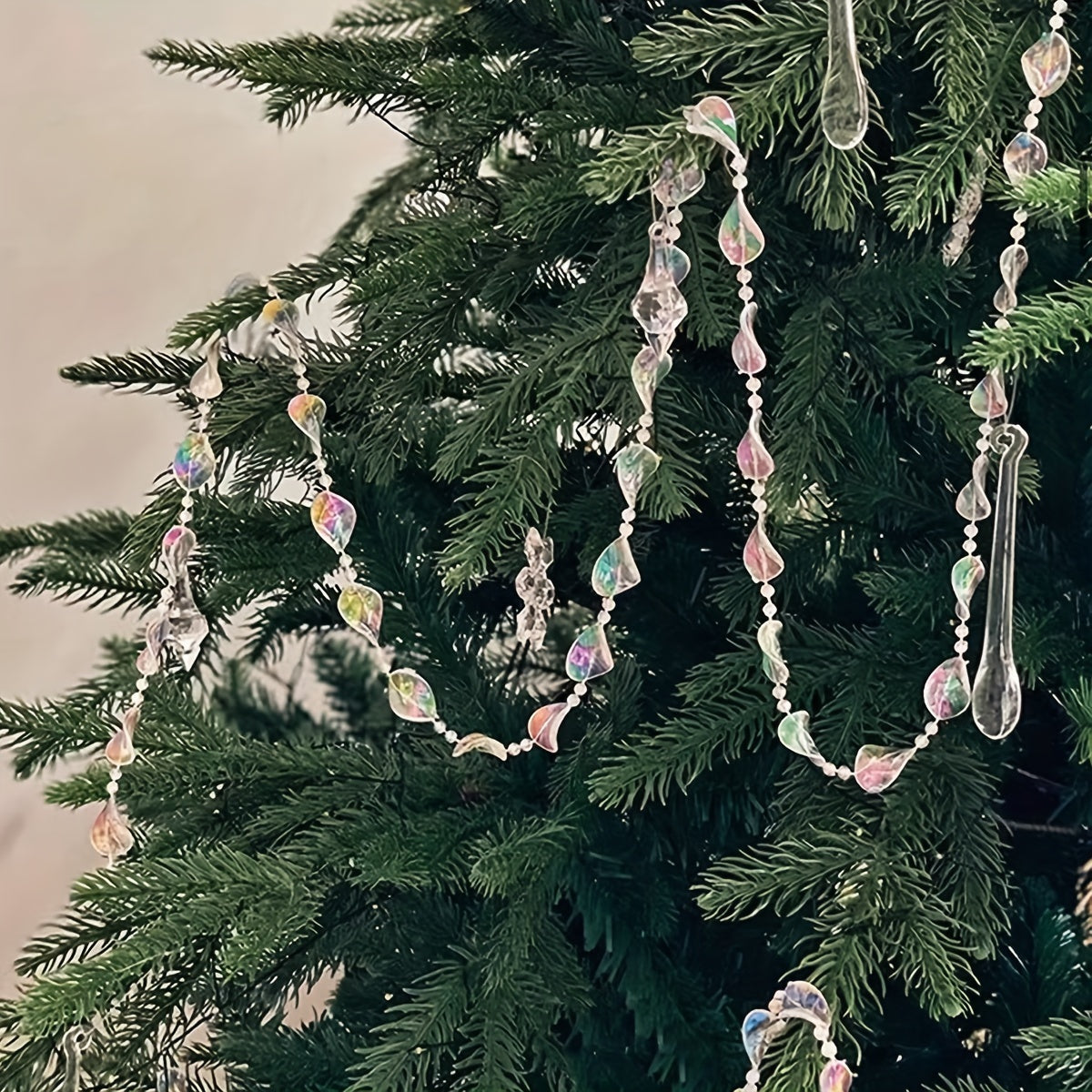 1pc Elegant 3m Acrylic Crystal Bead Garland in Sparkling White & Clear Beads for DIY Wedding, Christmas Tree, Ceiling Decor | Versatile Hanging Decoration for Holidays & Engagements, Engagement Party | Festive Lighting | Unlit Decor