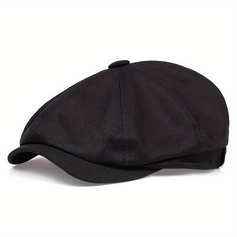 Retro Octagonal Herringbone Hat for Men, Striped Casual Beret, Gatsby Flat Hat