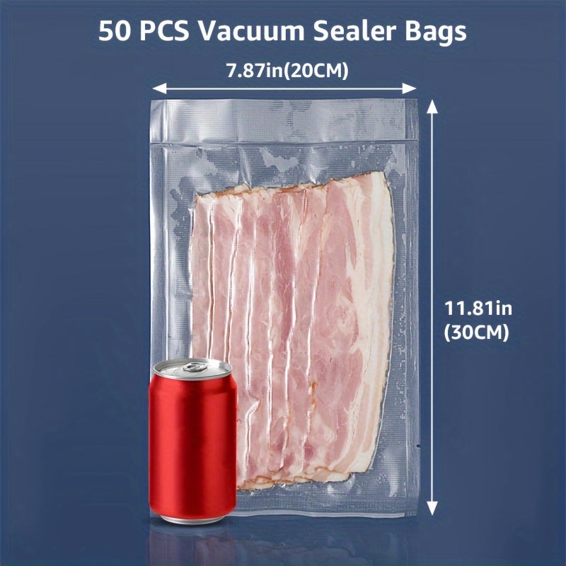 100 BPA-free Vacuum Sealer Bags for Kitchen Food Storage. Includes Vacuum Packaging Rolls for Foodsaver, Industrial Packaging bags in various sizes ranging from 3.93 to 15.74 inches. Essential Kitchen Supplies.