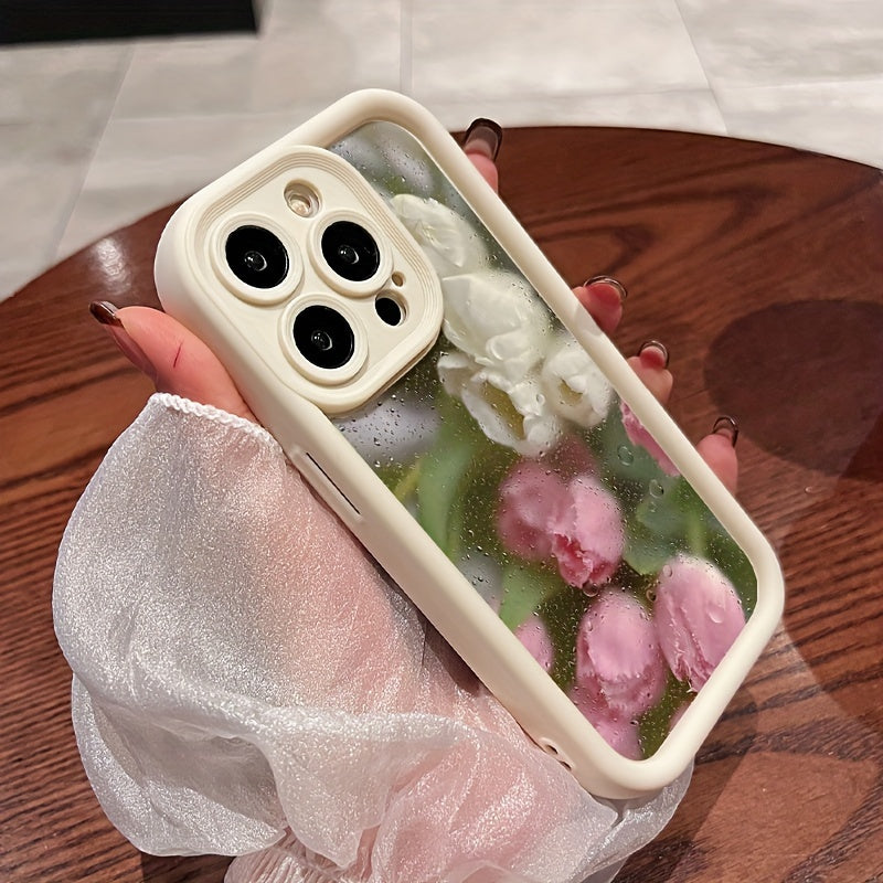 Rose pattern TPU phone case for wide iPhone series - sleek, protective, and aesthetically appealing.