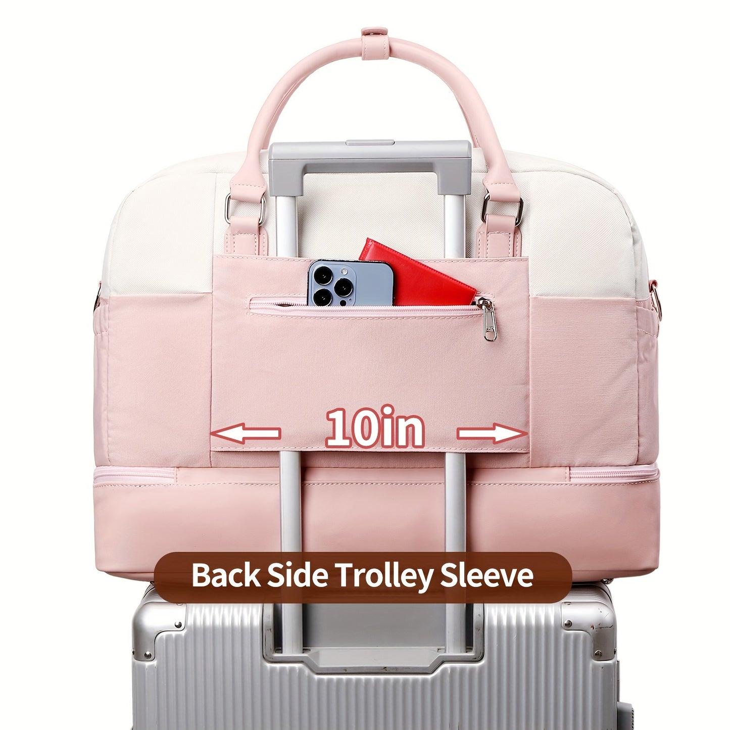 Sleek, spacious travel bag with detachable strap for daily use.