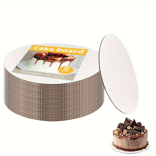 Get a pack of 20 high-quality white cake boards, available in 4 different sizes (15.24/20.32/25.4/30.48 cm round). Made from food-grade cardboard, these bases are perfect for creating beautiful cakes and desserts for special occasions like Valentine's