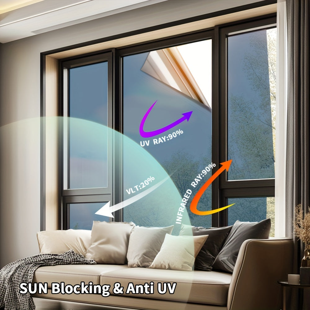 Enhance your home with this versatile Glass Film Roll for UV Protection, Privacy, and Sunshade. Easy to apply with DIY Home Decoration, Glue-Free and Electrostatic Adsorption. Provides Heat Insulation and Shading while maintaining a Translucent look.