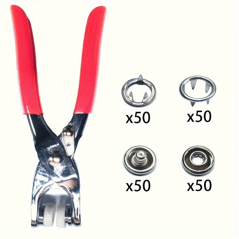 1 set includes 200 or 400 silver gray press buttons and pliers for DIY handicrafts, leather, and clothing - durable sewing accessories.