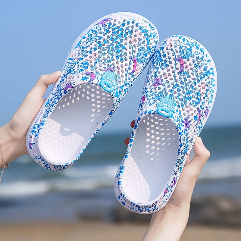 Women's Summer Beach Clogs: Star-patterned, multi-colored, lightweight, and comfortable unisex style