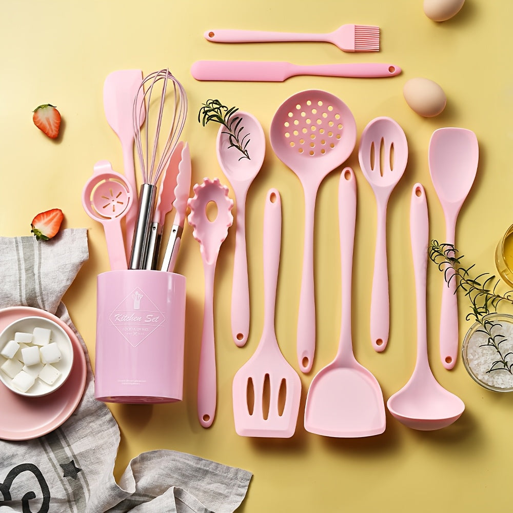 Get ready for the holidays with this 15-piece Silicone Kitchen Utensil Set! Complete with a convenient storage bucket, these heat resistant and non-stick cooking tools include everything from spatulas to tongs to oil brushes. Perfect for occasions like