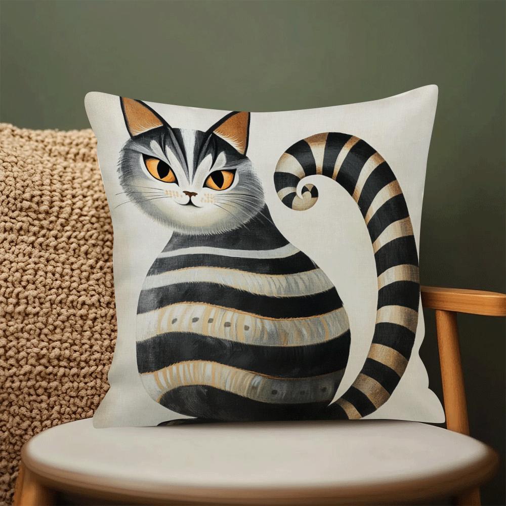 Add a touch of charm to your living room or bedroom sofa with this adorable Cat-Themed Decorative Cushion Cover, measuring 45.01cm. Made from machine washable polyester, this cover is perfect for cat lovers looking to add a cute and funny touch to their