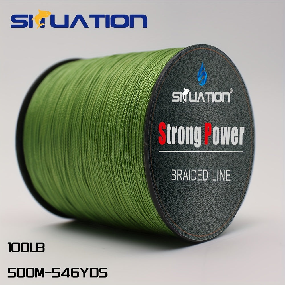 SIIUATION Ultra-Durable 499.87m PE Braided Fishing Line - 4-Strand, Anti-Abrasion, Smooth Long Casts, Available in Various Strengths, Super Strong, Multifilament.