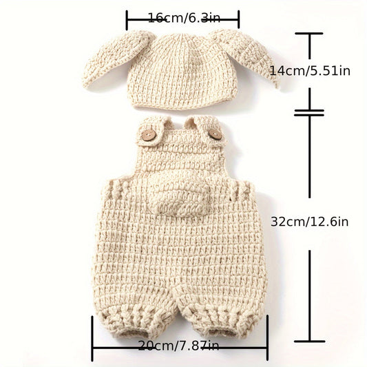 Cute Baby Overalls Photography Outfit - Three-Piece Suit Carrot Bunny Costume for Dress Up and Crawling