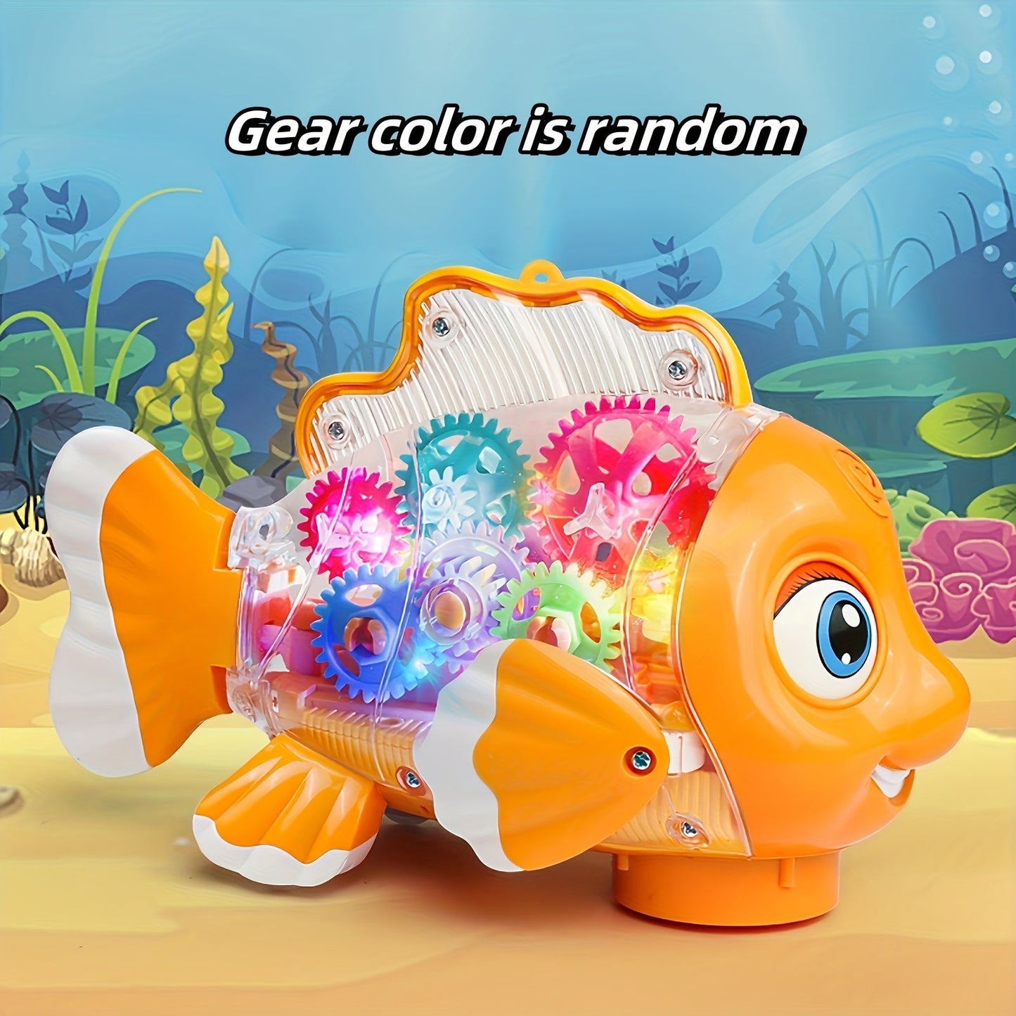 Kids' Clown Fish Swing Toy, Educational Light-Up Musical Transparent Swimming Fish Toy for Children, Perfect for Christmas, Halloween, and Festivals