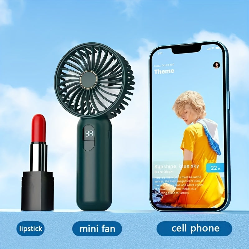 New handheld mini fan, USB rechargeable for office and outdoor use, silent and durable with a portable design perfect for camping.