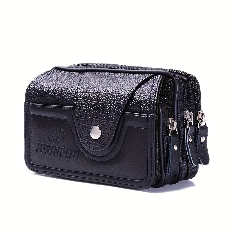 Men's business crossbody phone pouch with casual style, waterproof and multi-functional, suitable for middle-aged and elderly.