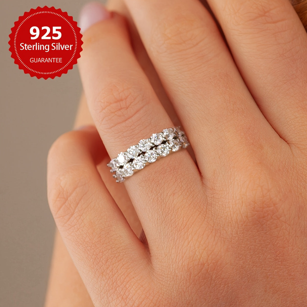 An exquisite Moissanite engagement ring with a dazzling 1.4 carat stone set in 925 sterling silver. This luxurious ring is the perfect gift for Valentine's Day or as a promise ring. Ideal for brides and beloved ones, this eternal ring features a total of