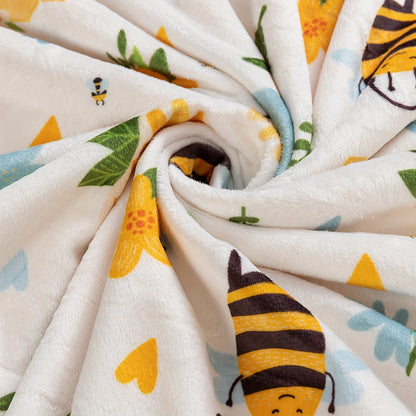 Minky Baby Blanket with Cute Print, Double-layered Micro Fleece and Silky Soft Dotted Backing, 101.6x76.2 cm