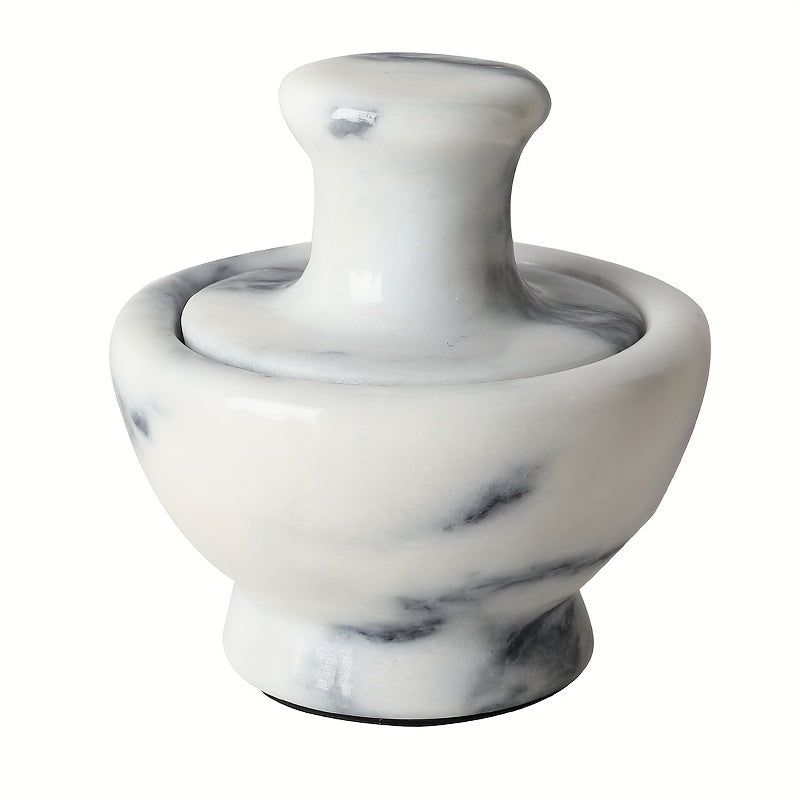 Marble Mortar and Mushroom Pestle Set - 9.65 cm, 1/2 Cup Capacity - Stone Grinder for Crushing Pills and Spices - Easy to Use and Clean - Effortless Fine Grinding - Natural Black and White Stone Grinder.