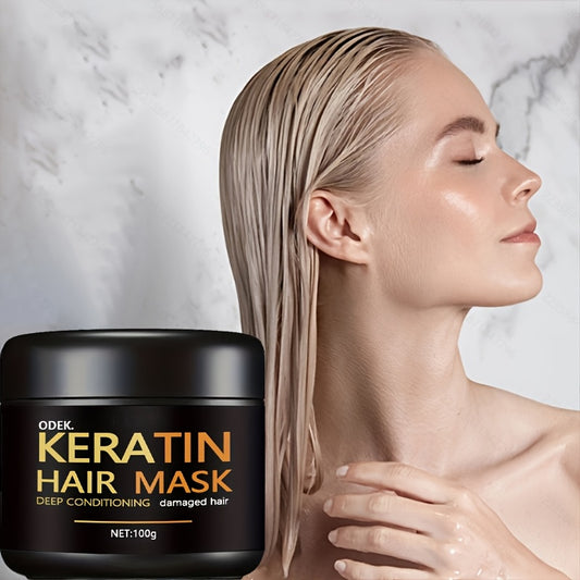 ODEK Keratin Soch Maskasi 100g - Quruq, zararlangan va ortiqcha ishlov berilgan sochlar uchun chuqur shartlash muolajasi, normal soch uslublari uchun glyitserinli namlantiruvchi krem, ipakdek silliq va sog'lom.