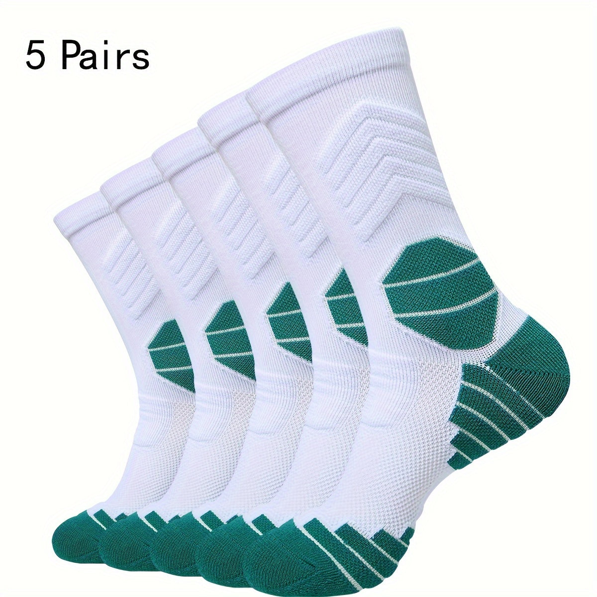 5 pairs of Wubenzhi men's basketball socks with cushioning performance