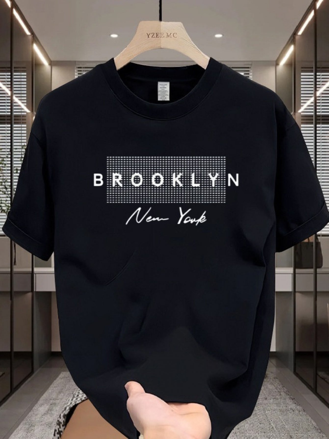 Футболка с графикой Brooklyn NYC для мужчин, круглый вырез, короткий рукав, 100% хлопок, комфортная посадка, 200 г/м²