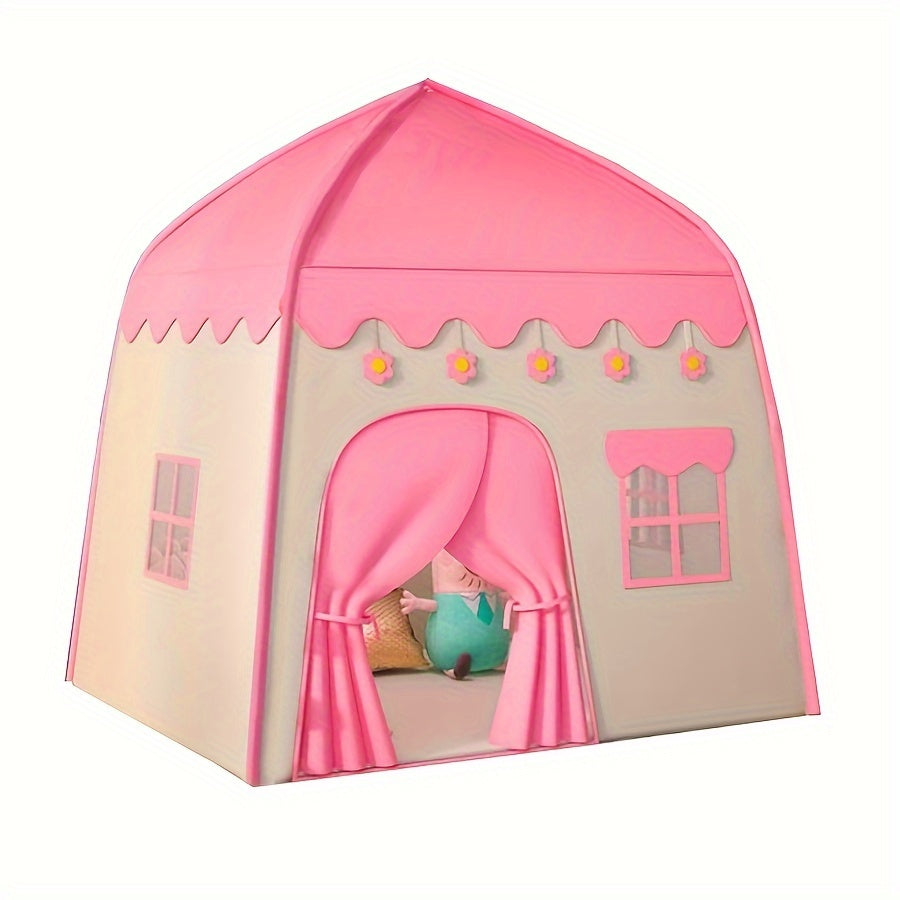 Pink flower-themed Princess Tent, a perfect gift for birthdays and holidays, suitable for both boys and girls.